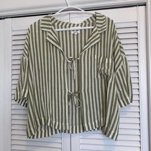 Native Youth Stripe Tie Front Top